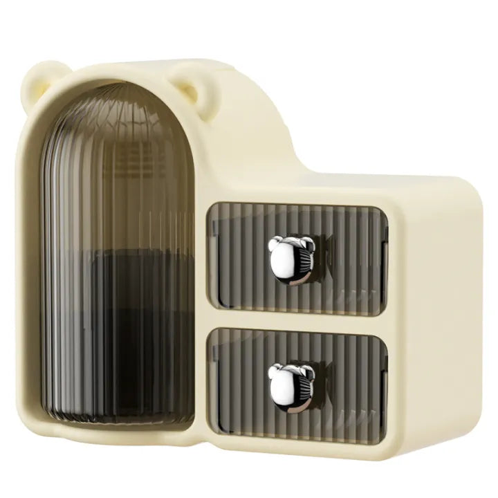 Rotating 360° Makeup Organizer Box Dust-Proof Beauty All in One Cute Bear Box