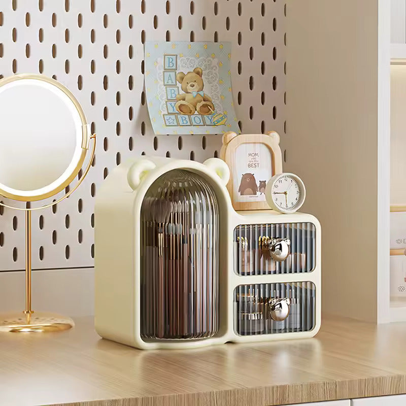 Rotating 360° Makeup Organizer Box Dust-Proof Beauty All in One Cute Bear Box