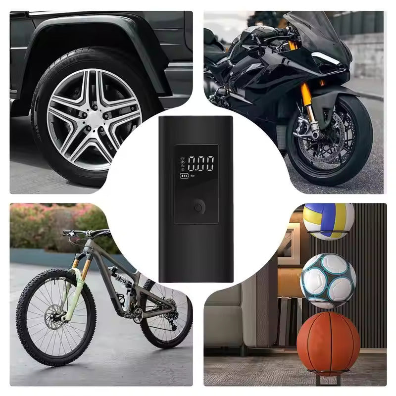 Car Tire Inflator Portable Rechargeable Air Compressor With 3 Nozzles Digital Display Car Motorcycle Cycle and Football Air Pump