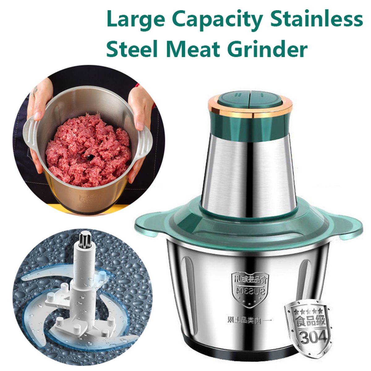 Stainless Steel Electric Meat Grinder Copper Winding Powerful Heavy Motor