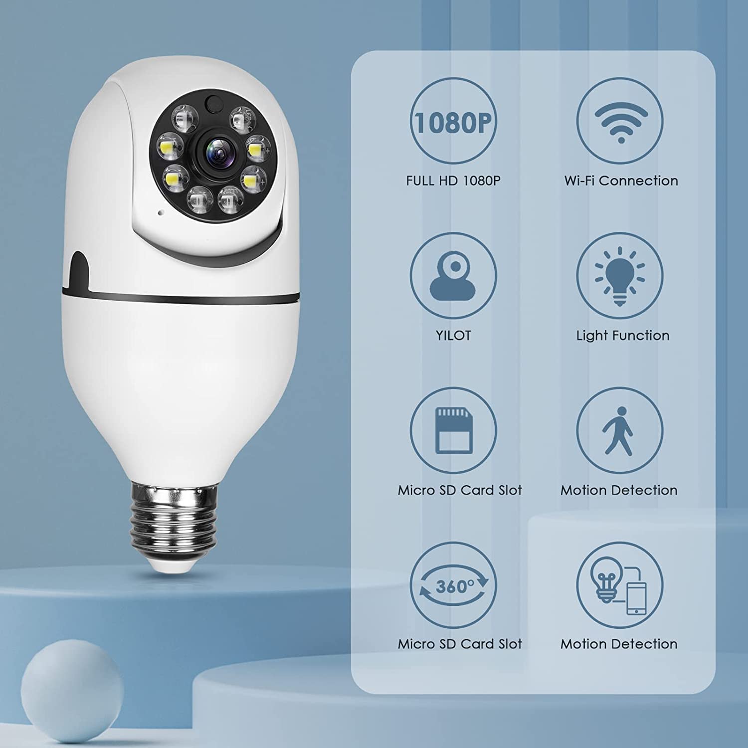 TECHNOVIEW WiFi Wireless CCTV Camera 1080p Bulb Shape