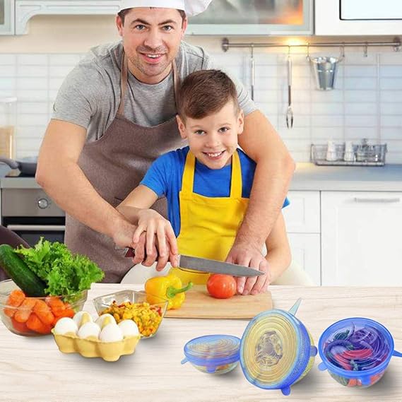 Reusable Food Storage Cover Silicone Stretch Lids  Kitchen Accessories-6 Pack