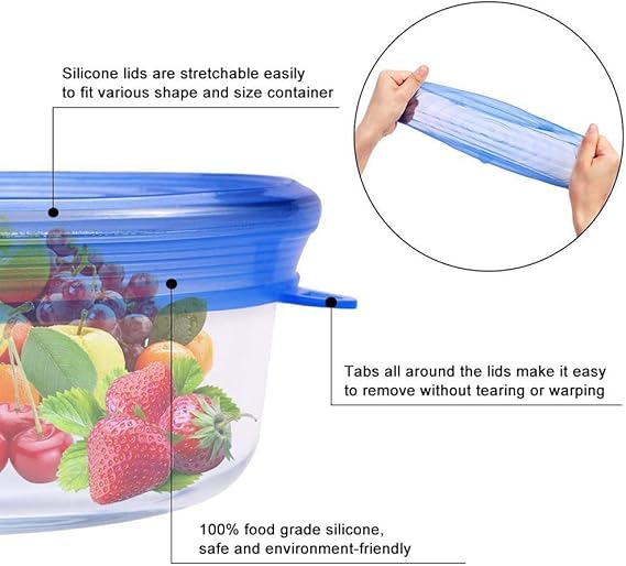 Reusable Food Storage Cover Silicone Stretch Lids  Kitchen Accessories-6 Pack