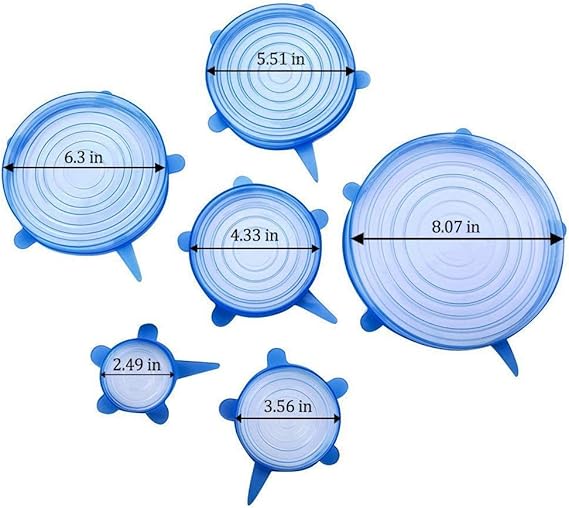 Reusable Food Storage Cover Silicone Stretch Lids  Kitchen Accessories-6 Pack