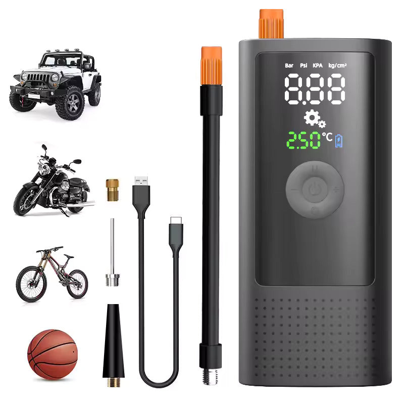 Car Tire Inflator Portable Rechargeable Air Compressor With 3 Nozzles Digital Display Car Motorcycle Cycle and Football Air Pump