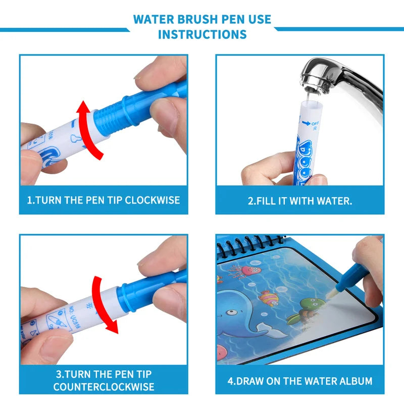 Magic Water Drawing Coloring Book Reusable