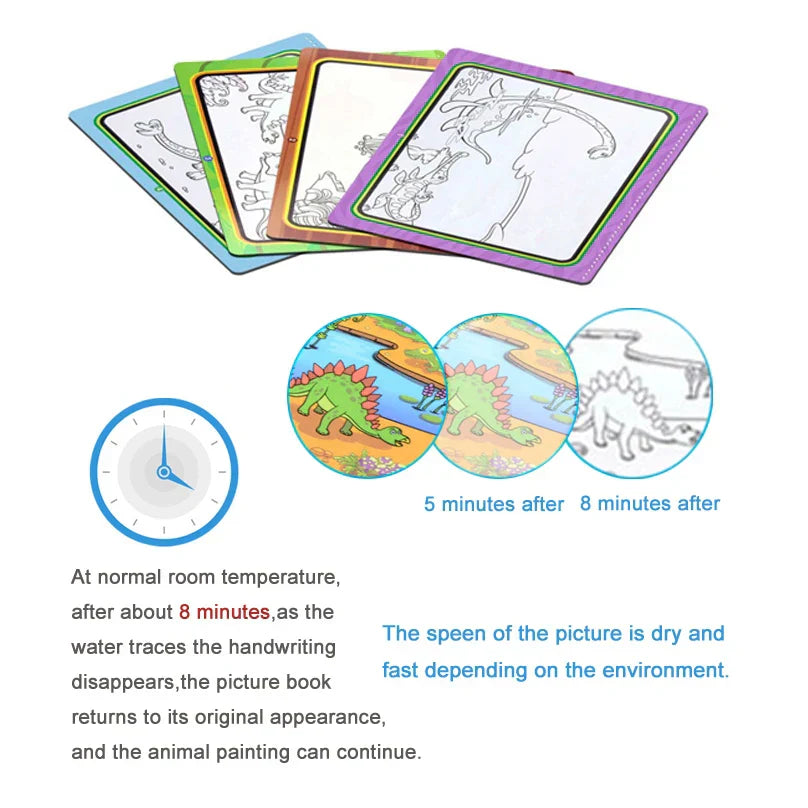 Magic Water Drawing Coloring Book Reusable