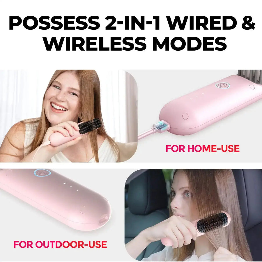 Wireless Straight Hair Comb Convenient Straightening Brush Portable Rechargeable