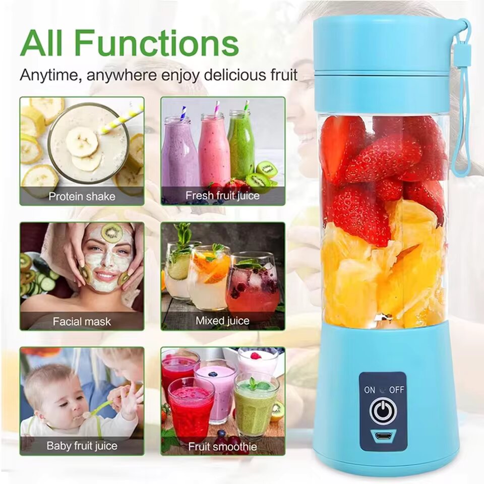 Rechargeable Portable 6 Blades Fruit Juicer 380 ml