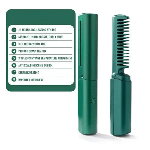 Hair Straightener Rechargeable Cordless Travel Comb - 2024 Latest Hairdressing Comb