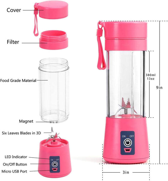 Rechargeable Portable 6 Blades Fruit Juicer 380 ml