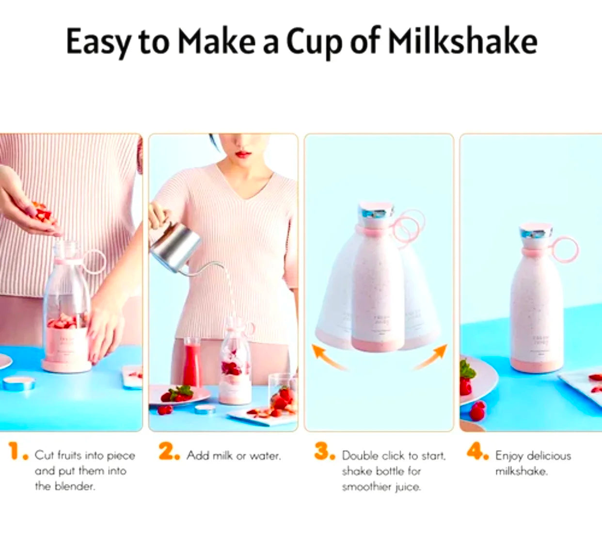 Portable Mini Juicer USB Rechargeable 6 Blades