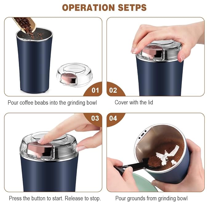 Electric Spice and Coffee Grinder Stainless Steel Bowl - Heavy Motor