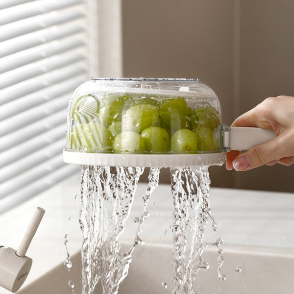 Multi-Purpose Folding Drain Basket with Lid – Fruit & Veggie Washing Bowl