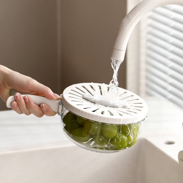 Multi-Purpose Folding Drain Basket with Lid – Fruit & Veggie Washing Bowl
