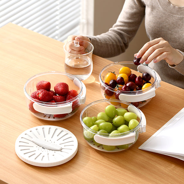 Multi-Purpose Folding Drain Basket with Lid – Fruit & Veggie Washing Bowl